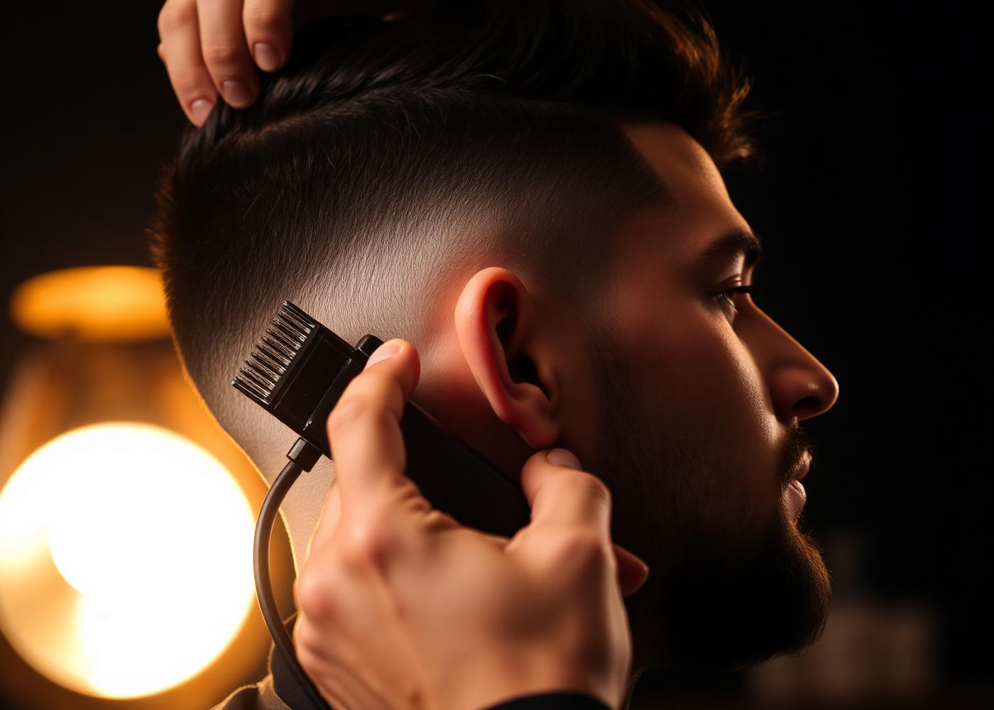 A barber giving a precise fade haircut at 401 Barbershop